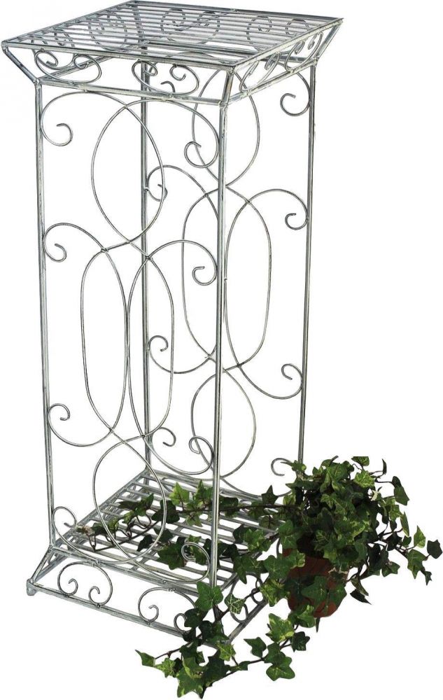DanDiBo Blumenhocker Metall Weiß Eckig 77 cm Blumenständer 20304 Blumensäule