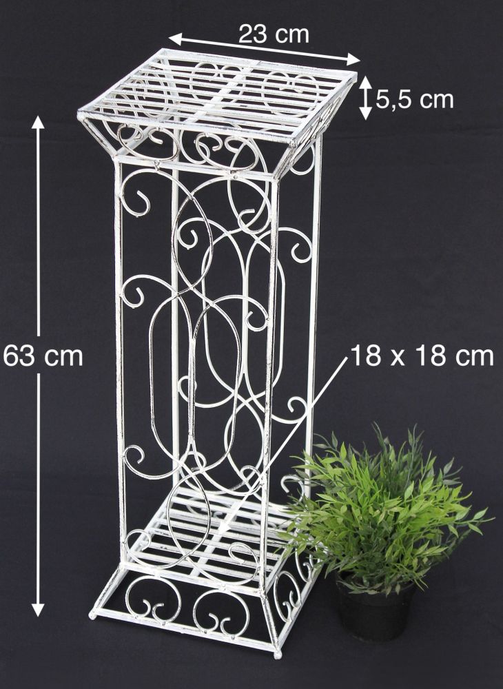 DanDiBo Flower Stool Metal White Square Set of 2 63 cm - 77 cm Flower Stand 20304 Flower Column