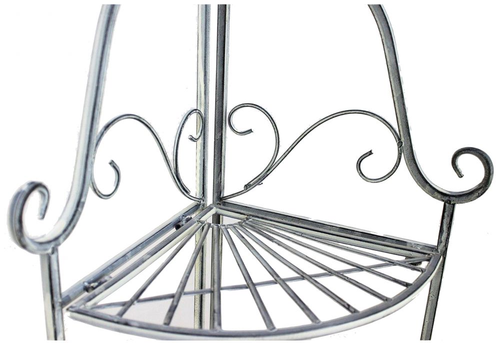 Corner shelf "Romance" 20113 Shelf made from metal 125cm Bathroom shelf antik grey Kitchen shelf