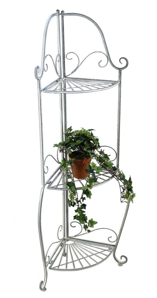 Corner shelf "Romance" 20113 Shelf made from metal 125cm Bathroom shelf antik grey Kitchen shelf