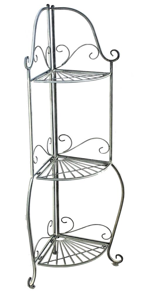 Corner shelf "Romance" 20113 Shelf made from metal 125cm Bathroom shelf antik grey Kitchen shelf