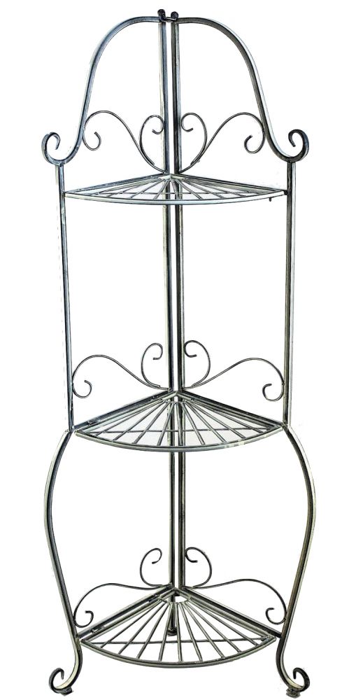 Corner shelf "Romance" 20113 Shelf made from metal 125cm Bathroom shelf antik grey Kitchen shelf