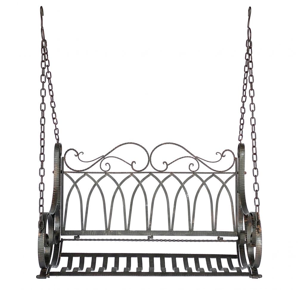 Hängebank Metall Braun Wetterfest Schaukel mit Ketten Hängesessel 18688 2 Sitzer Gartenbank