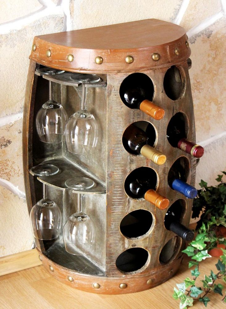 Wine rack Wine barrel 1547 Side table Cabinet Barrel made of wood 65 cm Wine bar Bar
