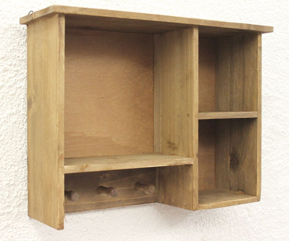 Setzkasten YX-14B221 Wandregal shabby 34cm Sammlervitrine Schlüsselhaken Regal