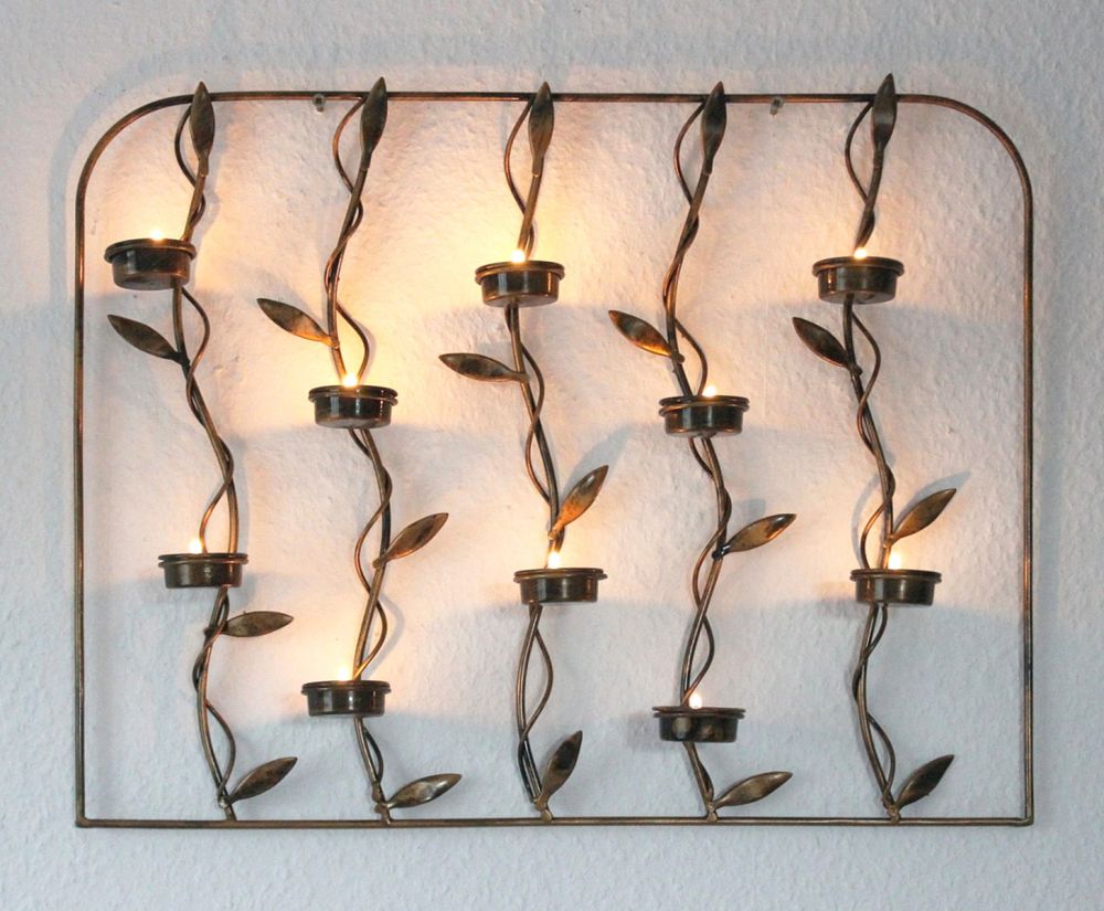 Wall tea light holder 10-0370 Metal wall candle holder 53 cm Tea light holder