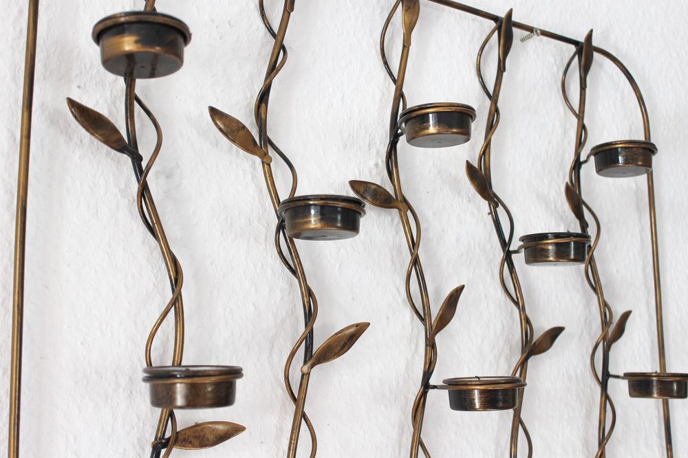 Wall tea light holder 10-0370 Metal wall candle holder 53 cm Tea light holder