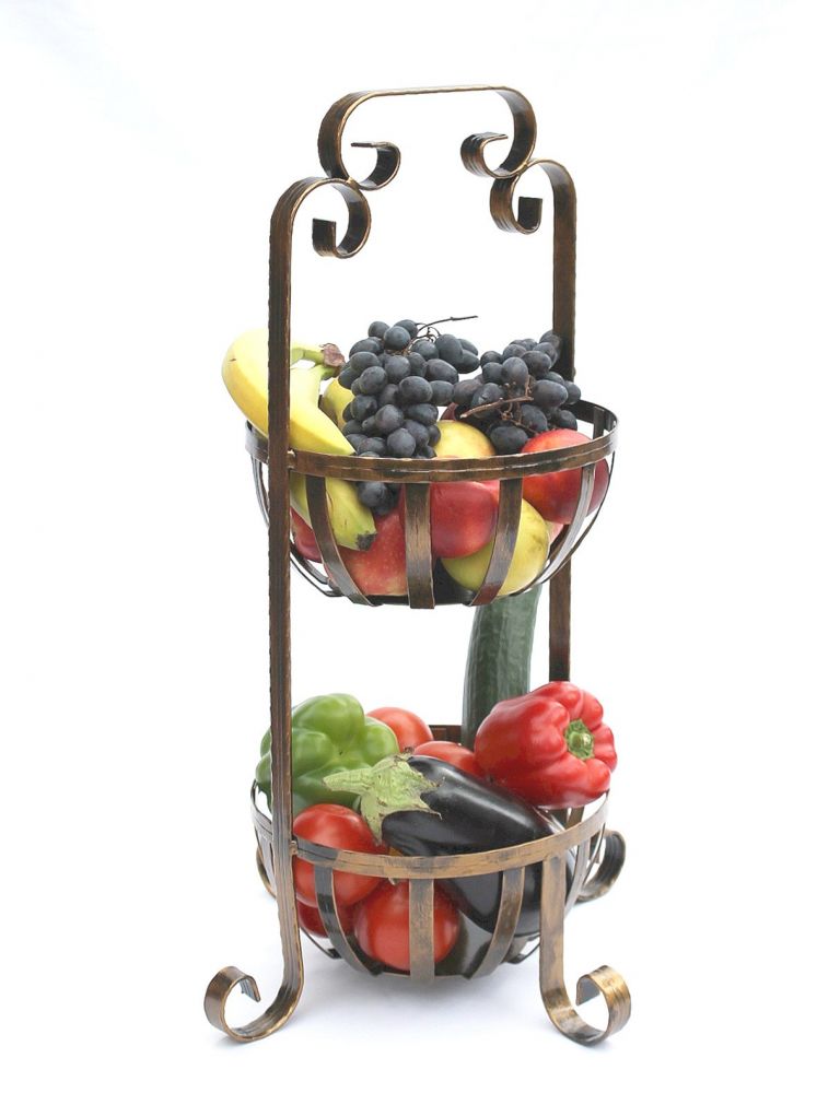 Etagere Obstkorb 10-320 Gemüsekorb 62cm Küchenregal mit 2 Körbe Obstschale Korb