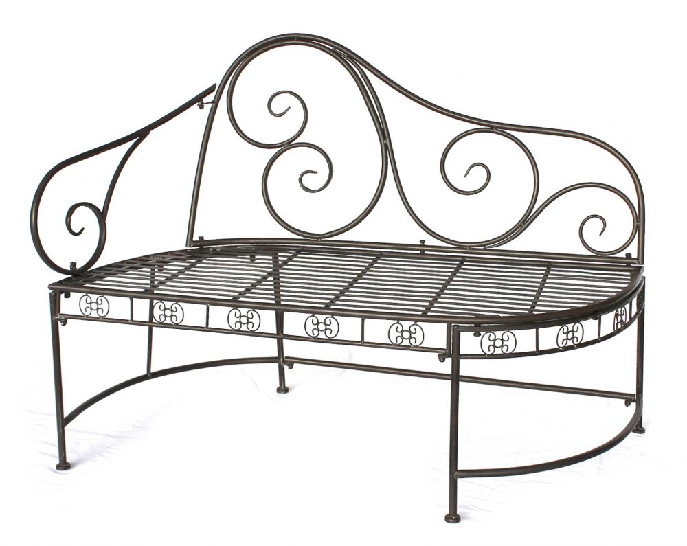 DanDiBo Garden Bench Metal Weatherproof Brown 120 cm Bench Seat 2-Seater DY140486 Metal Garden Bench with Backrest Park Bench Garden Antique