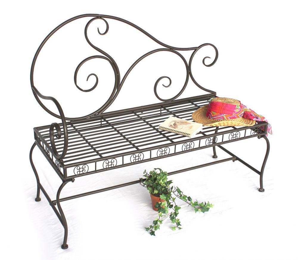 DanDiBo Gartenbank Metall Braun Wetterfest 123 cm Bank Sitzbank 2-Sitzer DY140488 Metallgartenbank mit Rückenlehne Parkbank Garten Antik