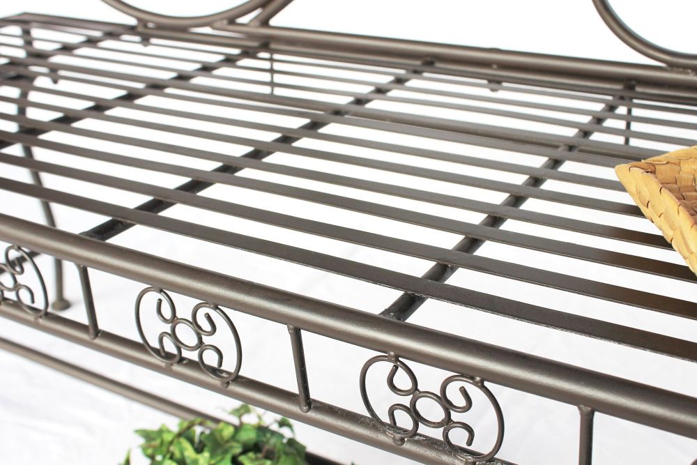 DanDiBo Gartenbank Metall Braun Wetterfest 123 cm Bank Sitzbank 2-Sitzer DY140488 Metallgartenbank mit Rückenlehne Parkbank Garten Antik