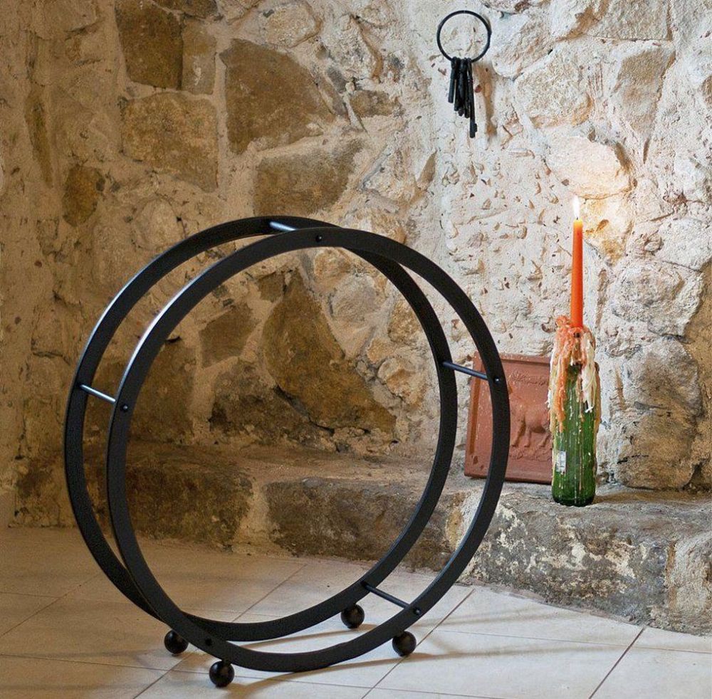 Kaminholzregal Kaminholzständer Rund D-70cm Schwarz Holzkorb Kaminholzhalter Holzregal