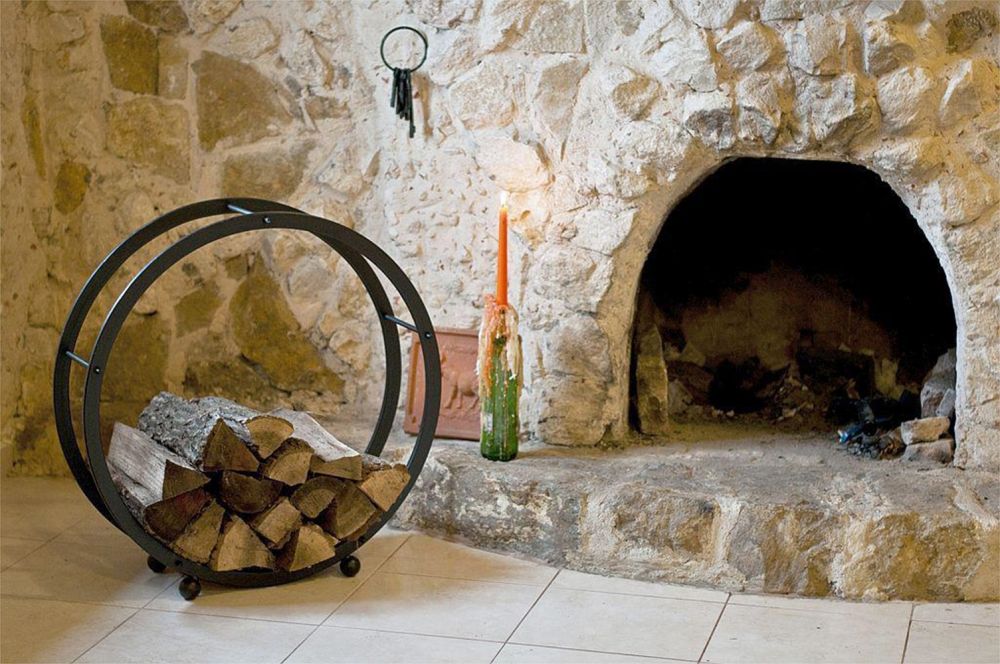 Kaminholzregal Kaminholzständer Rund D-70cm Schwarz Holzkorb Kaminholzhalter Holzregal