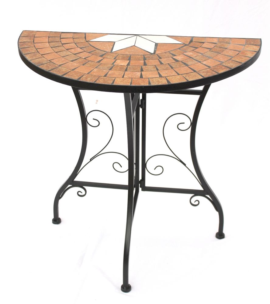 DanDiBo Tisch Halbrund Konsolentisch Wandtisch 120041 Beistelltisch Metall Mosaik 70 cm