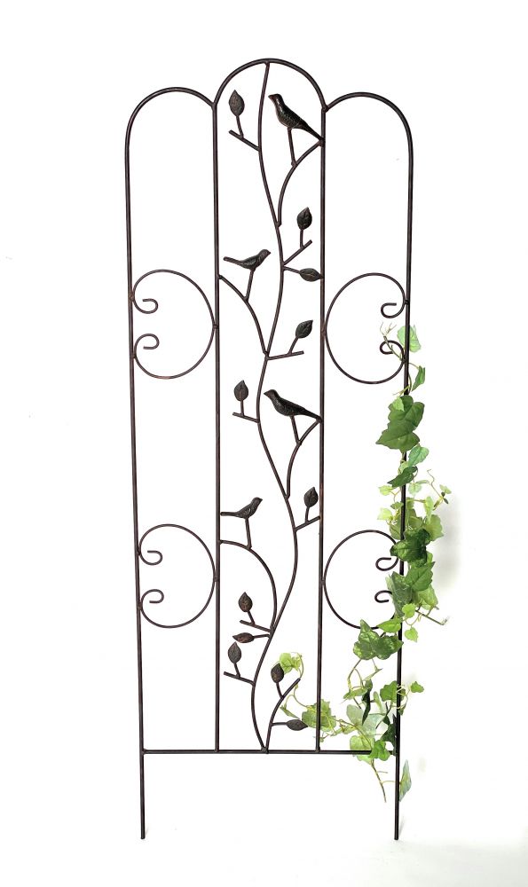 DanDiBo Rankhilfe Metall mit Vögel Blumengitter 110 cm Freistehend Rankgitter 1858 Steckzaun Kletterhilfe Zaun