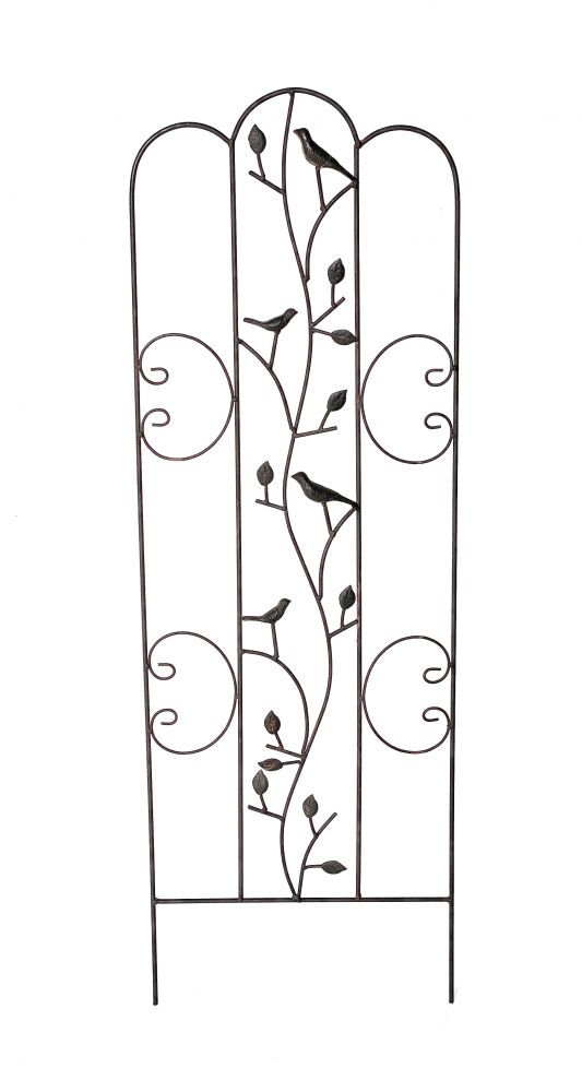 DanDiBo Rankhilfe Metall mit Vögel Blumengitter 110 cm Freistehend Rankgitter 1858 Steckzaun Kletterhilfe Zaun