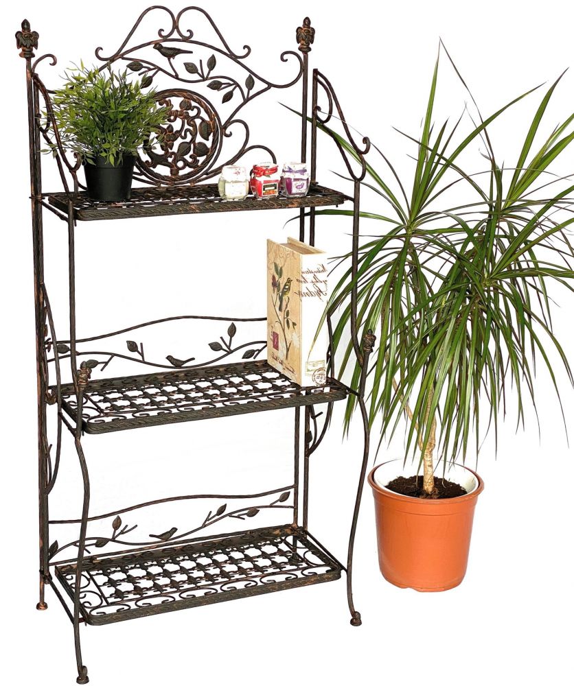 DanDiBo Shelf Metal Vintage 1844 Standing Shelf Antique 123 cm Bookshelf Kitchen Shelf Folding Shelf