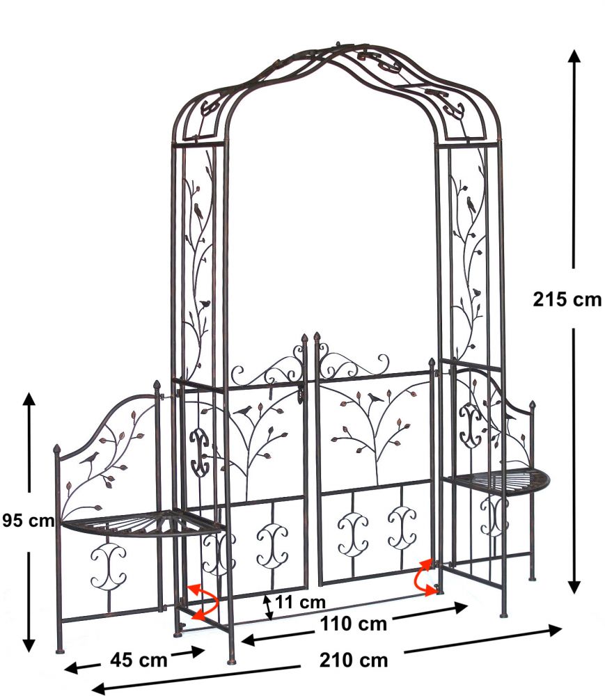 DanDiBo rose arch with door metal 18602 archway garden gate iron climbing aid trellis arched gate