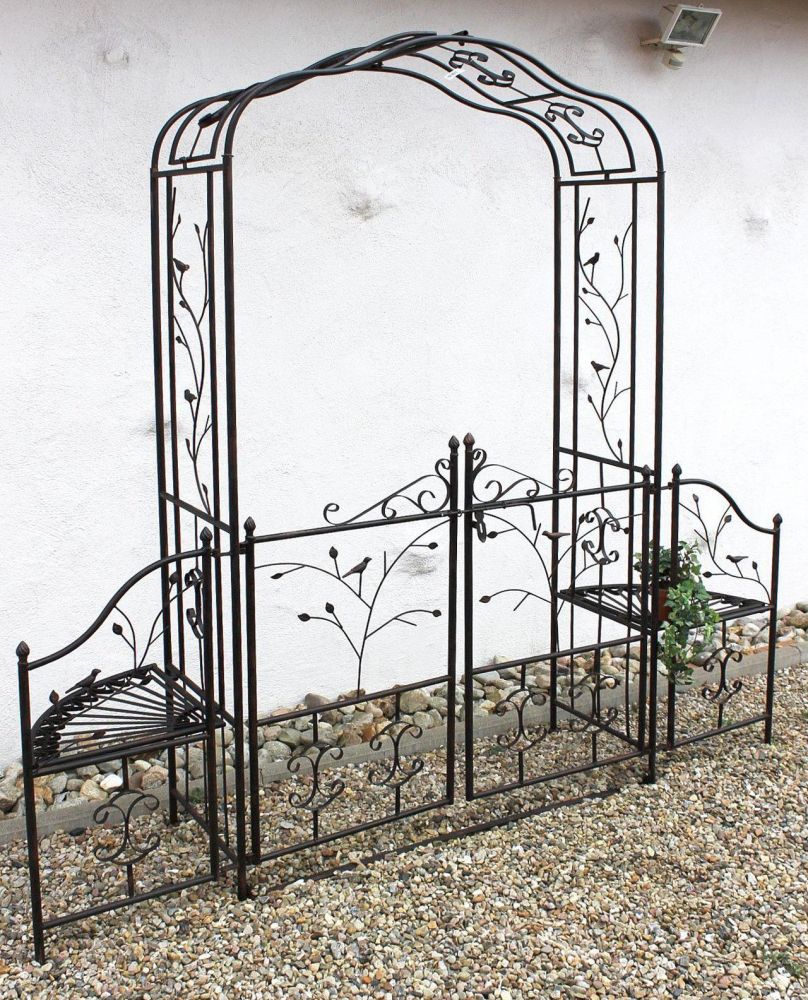 DanDiBo rose arch with door metal 18602 archway garden gate iron climbing aid trellis arched gate
