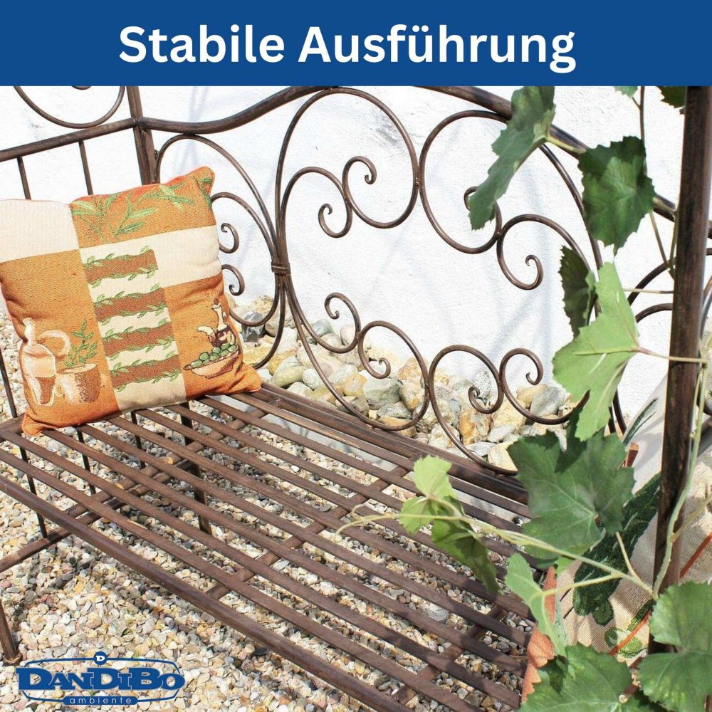 DanDiBo Rosenbogen mit Sitzbank Metall Stabil 120 cm Breit 120852 Rankgitter Bank Spalier Pergola