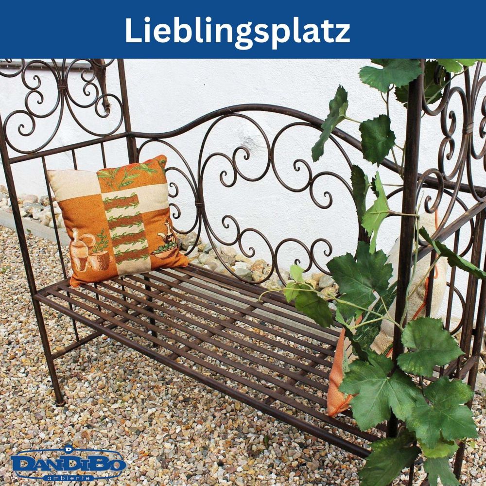 DanDiBo Rosenbogen mit Sitzbank Metall Stabil 120 cm Breit 120852 Rankgitter Bank Spalier Pergola