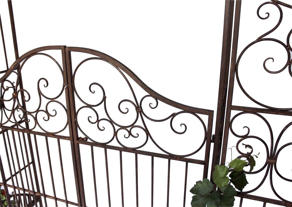 DanDiBo Rosenbogen mit Tür Tor aus Metall 120853 Rundbogen Antik Torbogen Gartentor Rankhilfe Schmiedeeisen