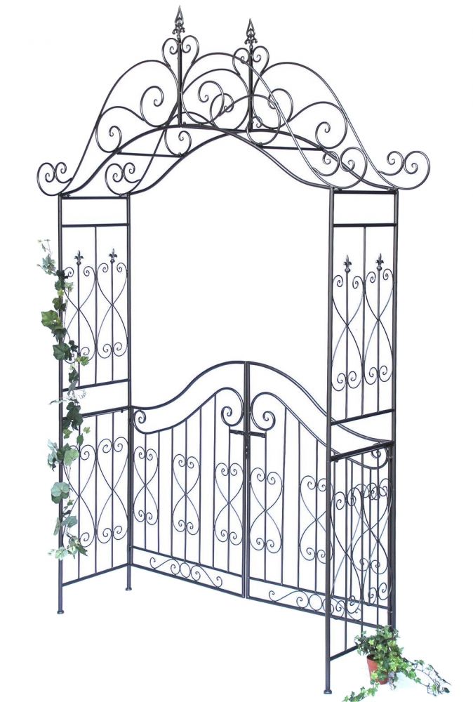 Rose arch with gate 131872 made from metal Garden gate 282x160cm Plant support