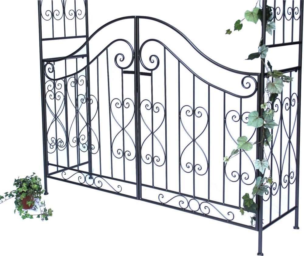 Rose arch with gate 131872 made from metal Garden gate 282x160cm Plant support