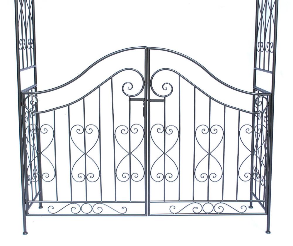 Rose arch with gate 131872 made from metal Garden gate 282x160cm Plant support