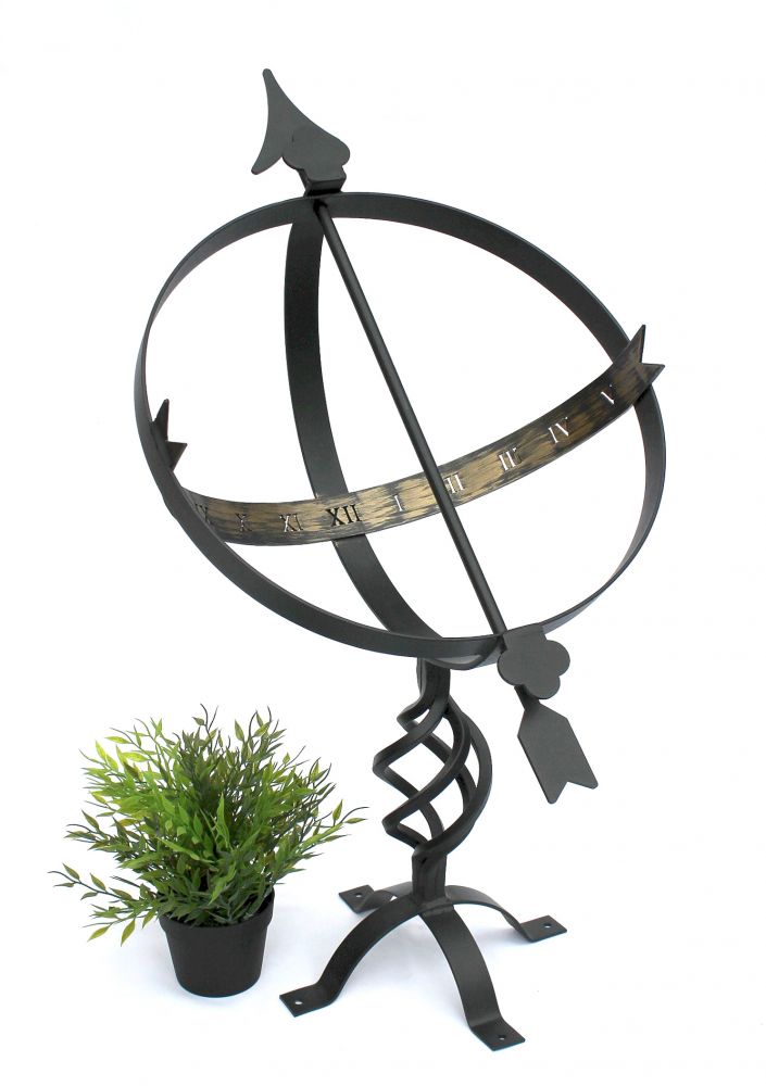 DanDiBo Sonnenuhr Garten Groß Metall Schwarz Schmiedeeisen Deko Wetterfest 70 cm Gartenuhr Uhr Deko