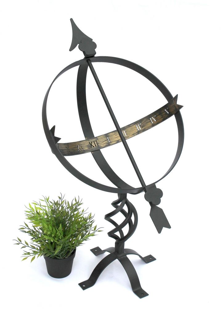 DanDiBo Sonnenuhr Garten Groß Metall Schwarz Schmiedeeisen Deko Wetterfest 70 cm Gartenuhr Uhr Deko