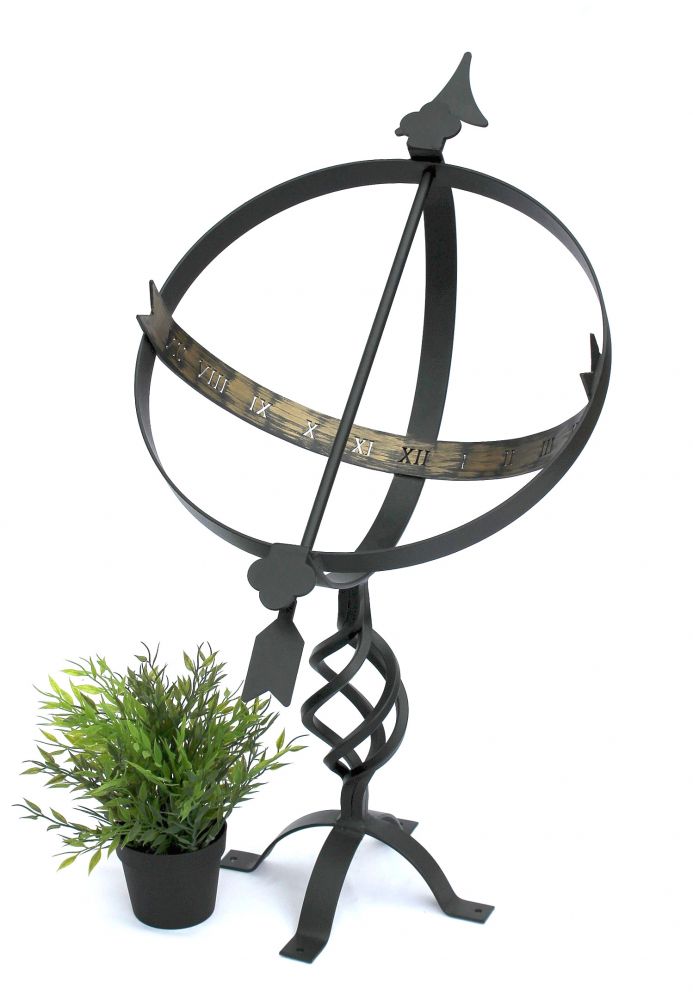 DanDiBo Sonnenuhr Garten Groß Metall Schwarz Schmiedeeisen Deko Wetterfest 70 cm Gartenuhr Uhr Deko