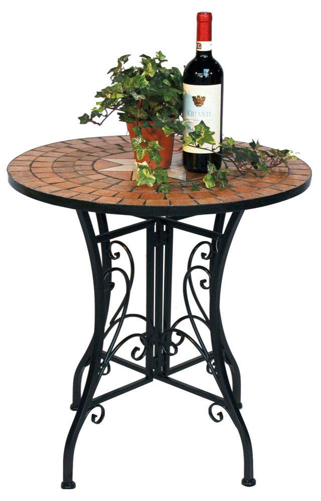 DanDiBo Tisch Mosaik Metall Mosaiktisch Ø 60 cm 12001 Gartentisch Mediterran Wetterfest Bistrotisch Beistelltisch Garten mit Naturstein