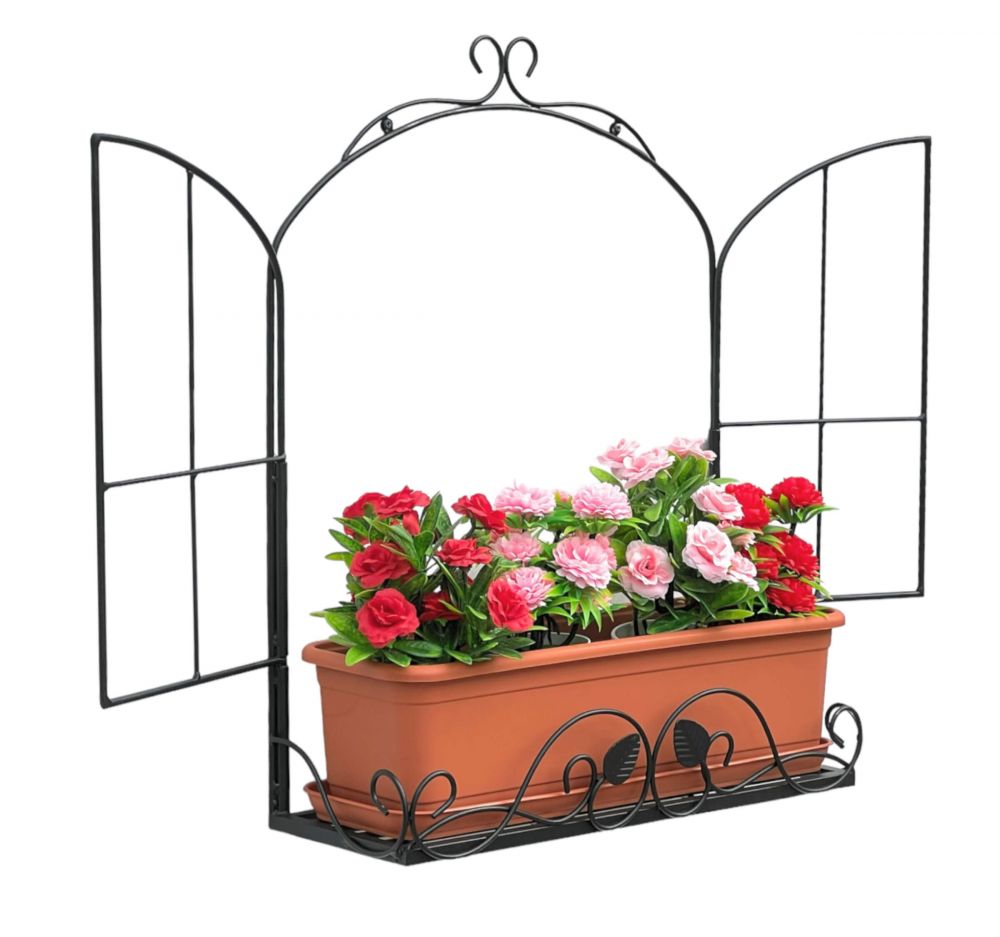 DanDiBo wall flower holder window black metal wall flower stand flower rack wall shelf shelf