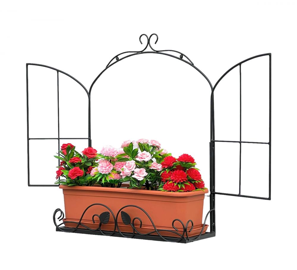 DanDiBo wall flower holder window black metal wall flower stand flower rack wall shelf shelf