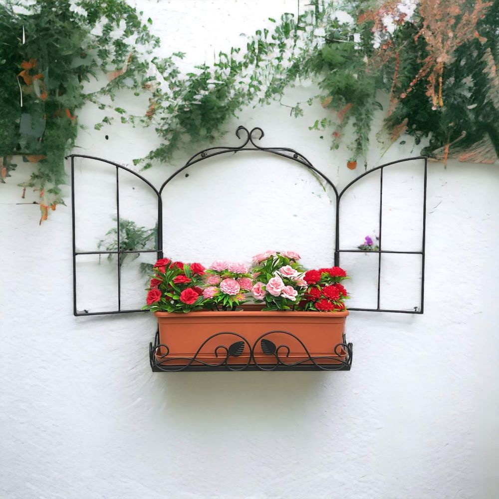 DanDiBo wall flower holder window black metal wall flower stand flower rack wall shelf shelf
