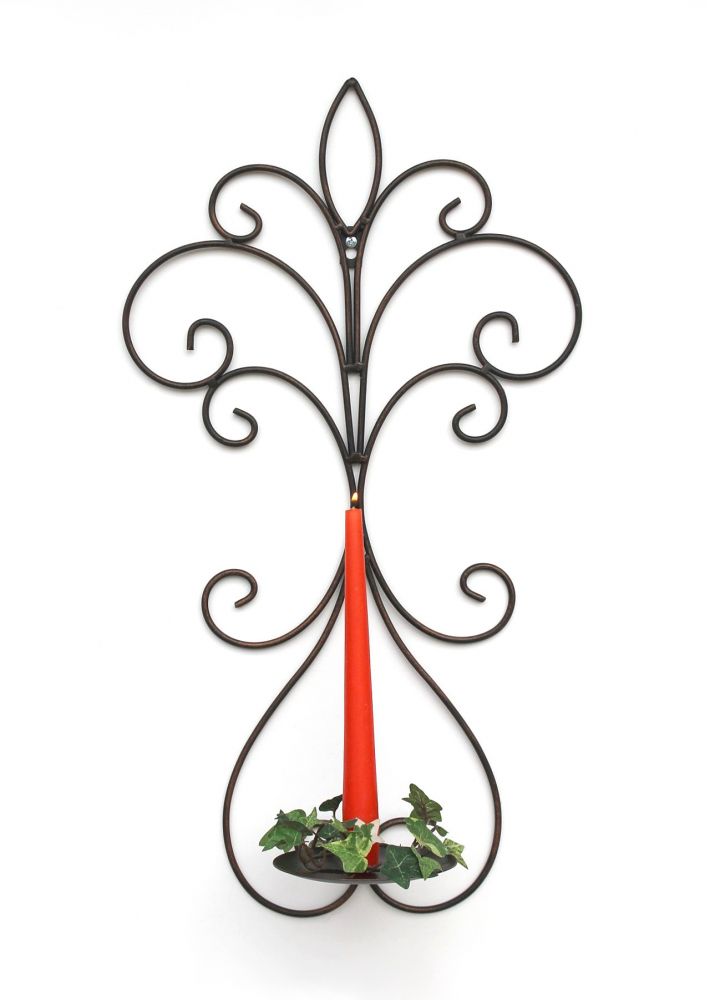 DanDiBo Wandkerzenhalter Metall Antik Schwarz 12107 Kerzenhalter Wand 58cm Schmiedeeisen Kerzenleuchter Einzel