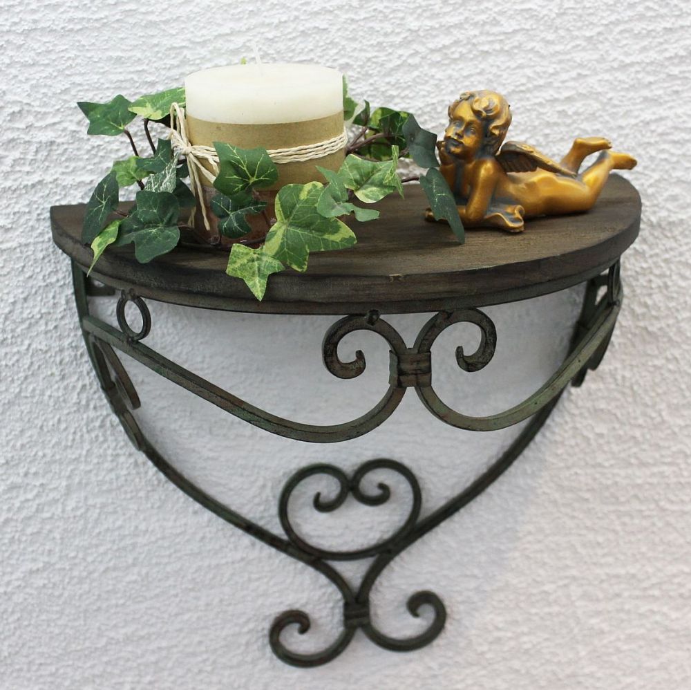 Wandregal 12095 Wandkonsole 31cm "Malega" S aus Metall mit Holzablage Badregal