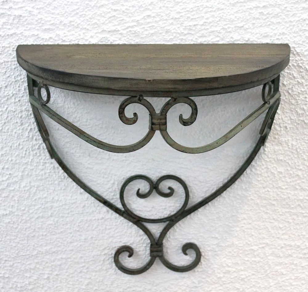 Wandregal 12095 Wandkonsole 31cm "Malega" S aus Metall mit Holzablage Badregal