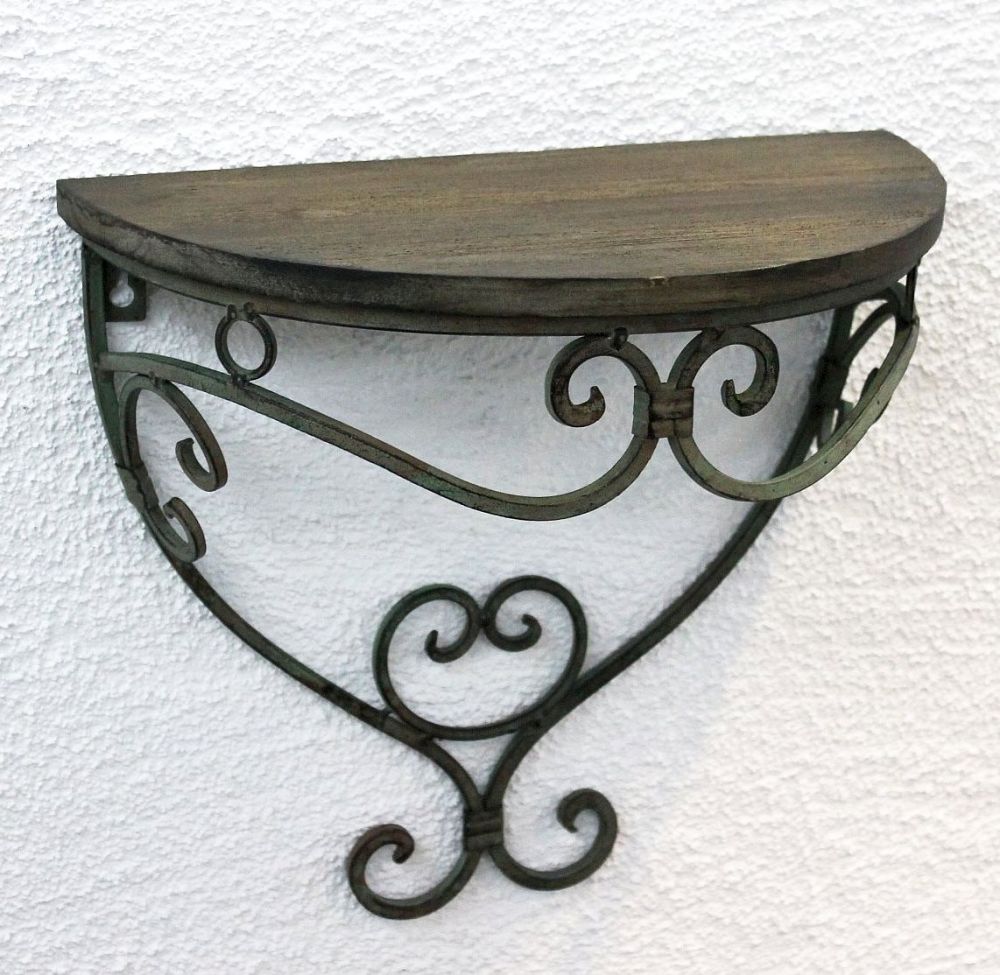 Wandregal 12095 Wandkonsole 31cm "Malega" S aus Metall mit Holzablage Badregal