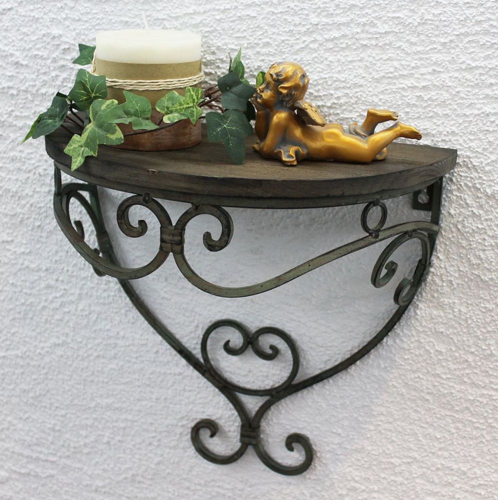 Wandregal 12095 Wandkonsole 31cm "Malega" S aus Metall mit Holzablage Badregal