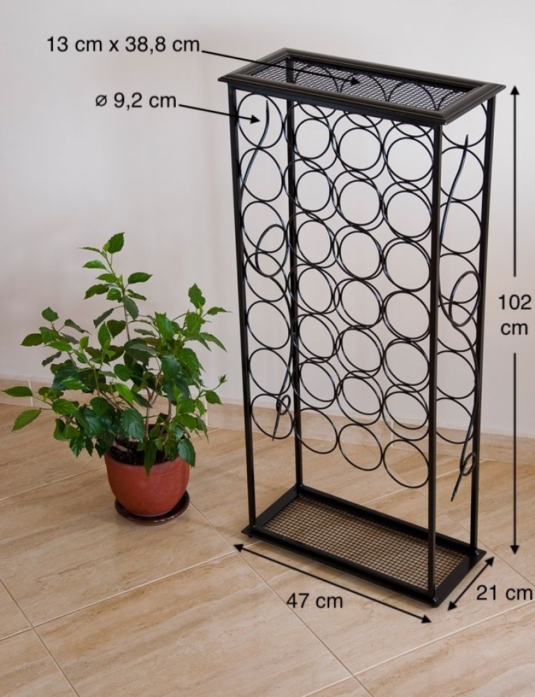 Wine rack metal black Bottle rack standing 100 cm Rico for 28 bottles