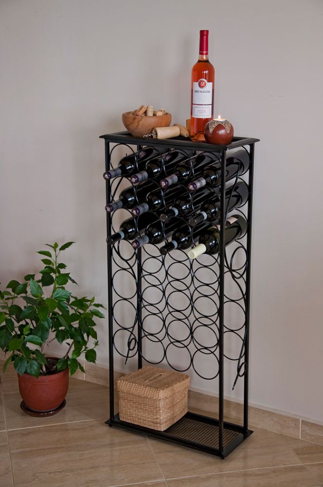 Wine rack metal black Bottle rack standing 100 cm Rico for 28 bottles