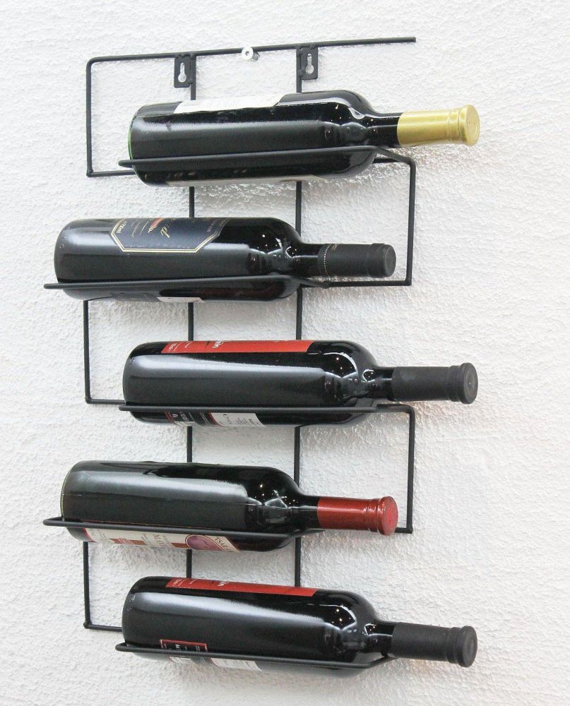 DanDiBo Weinregal Metall Schwarz Wand Cinco 53 cm HX13615 Modern Flaschenhalter Flaschenständer Wandregal Flaschenregal