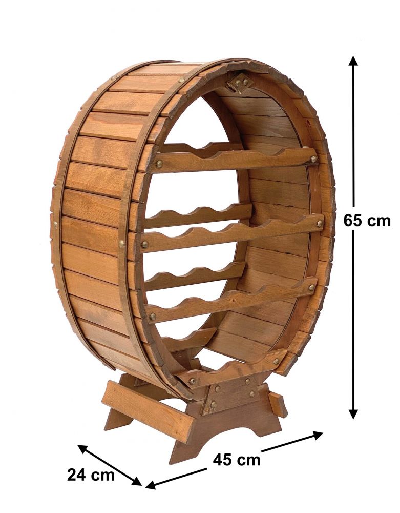 DanDiBo Weinregal Holz Stehend Weinfass 12 Flaschen Braun gebeizt Flaschenregal Flaschenhalter Fass