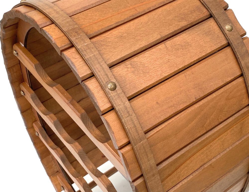 DanDiBo Weinregal Holz Stehend Weinfass 12 Flaschen Braun gebeizt Flaschenregal Flaschenhalter Fass