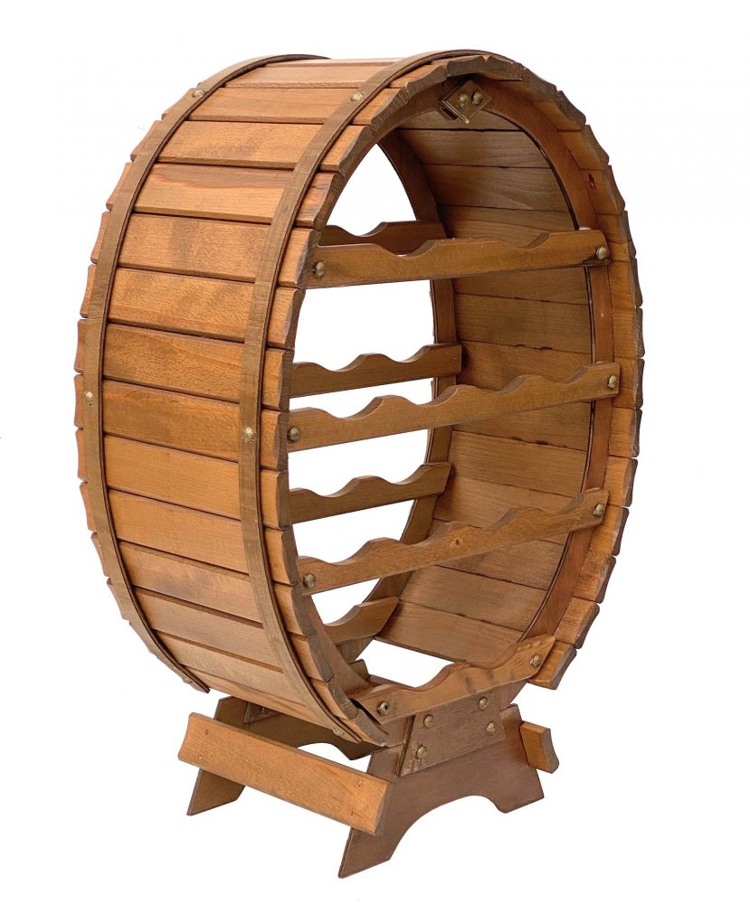 DanDiBo Weinregal Holz Stehend Weinfass 12 Flaschen Braun gebeizt Flaschenregal Flaschenhalter Fass