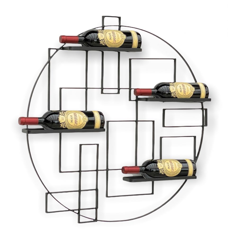 DanDiBo Weinregal Metall Schwarz Wand "Pi4" Flaschenständer Flaschenregal 80 cm Flaschenhalter Wandregal Regal