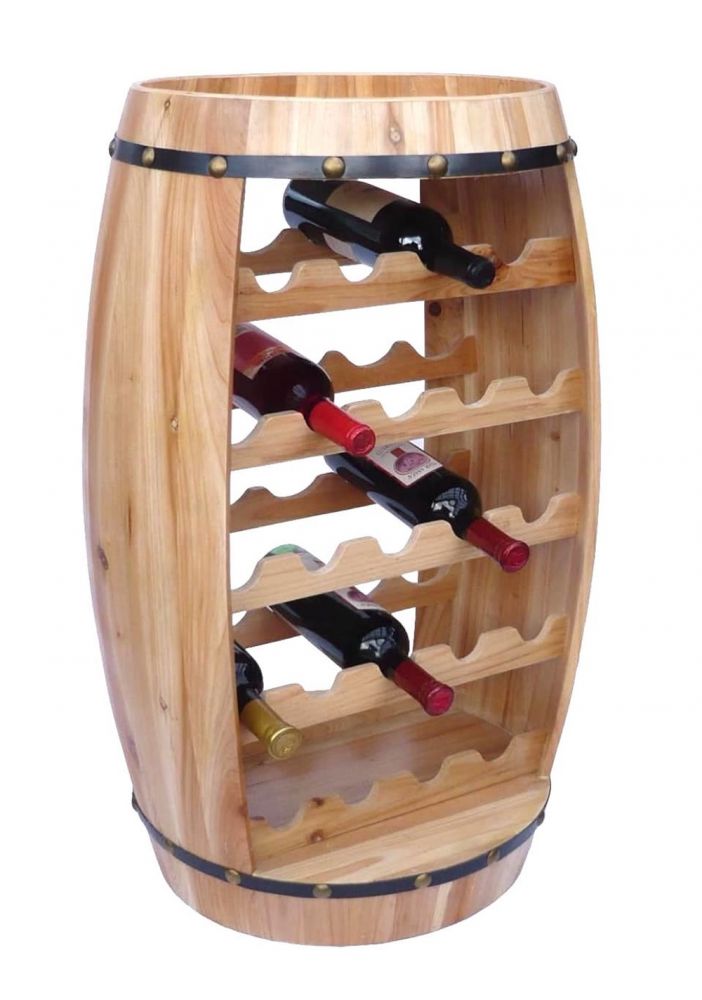DanDiBo wine rack wood standing wine barrel 0370 barrel 80 cm bottle rack bottle stand bottle holder nature bar wine bar