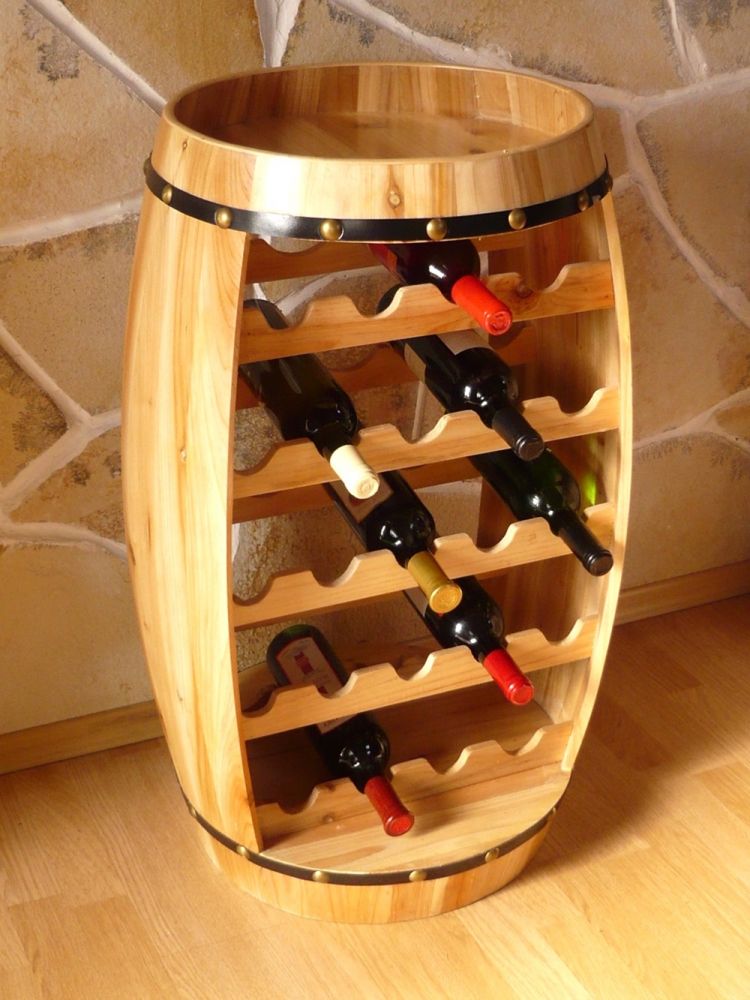DanDiBo wine rack wood standing wine barrel 0370 barrel 80 cm bottle rack bottle stand bottle holder nature bar wine bar